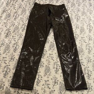 GAP embossed Dark Brown Textured faux leather Pants
